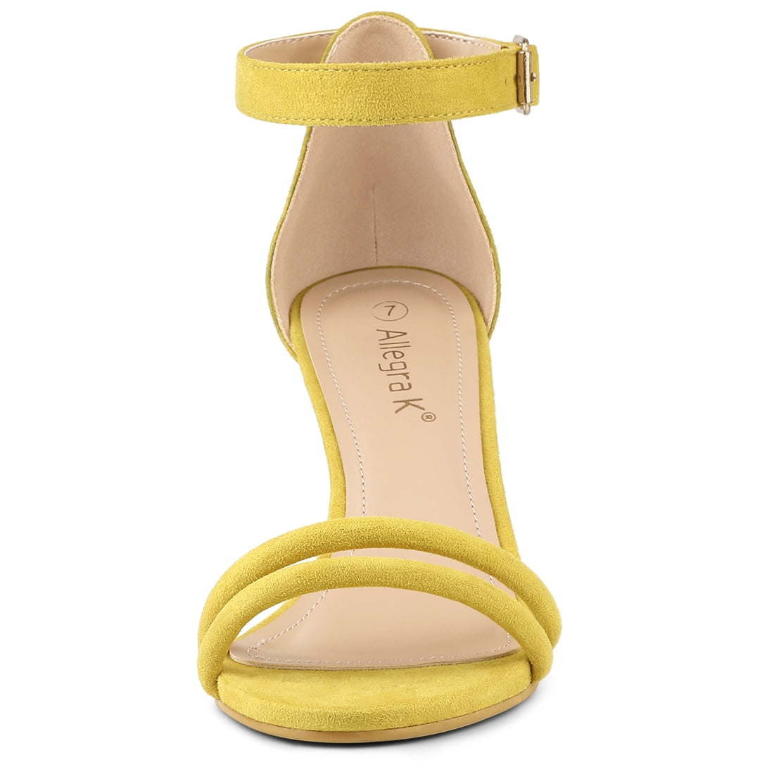 DARING DIVA Women's Kitten Heel Ankle Strap Sandals for Fashionable Occasions Yellow 8.5