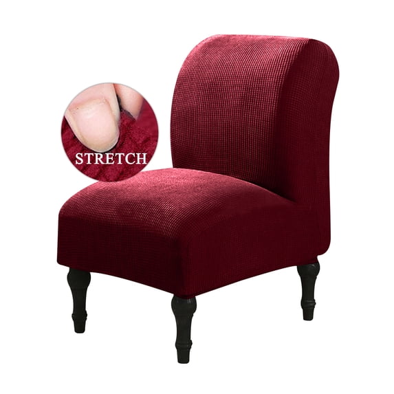 KBOOK Armless Accent Chair Cover Stretch Jacquard Slipper Chair Slipcover for Living Room (XL, Wine Red)