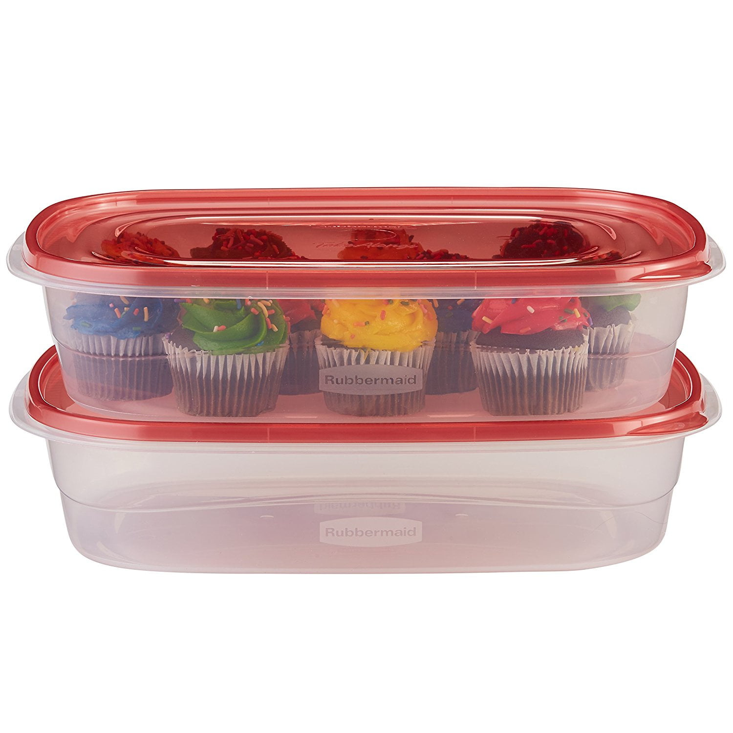 Rubbermaid Take Along Food Storage Large Rectangle Red 2 Pack 4 Containers