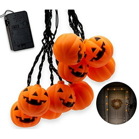 Lantern With Motion Detector Top Race Halloween Pumpkin String Lights, 10 Big 3 Inch Battery Powered jack o lantern Pumpkin Blinking Lights with Motion Sensor and Halloween Music, Halloween Decorations. ()