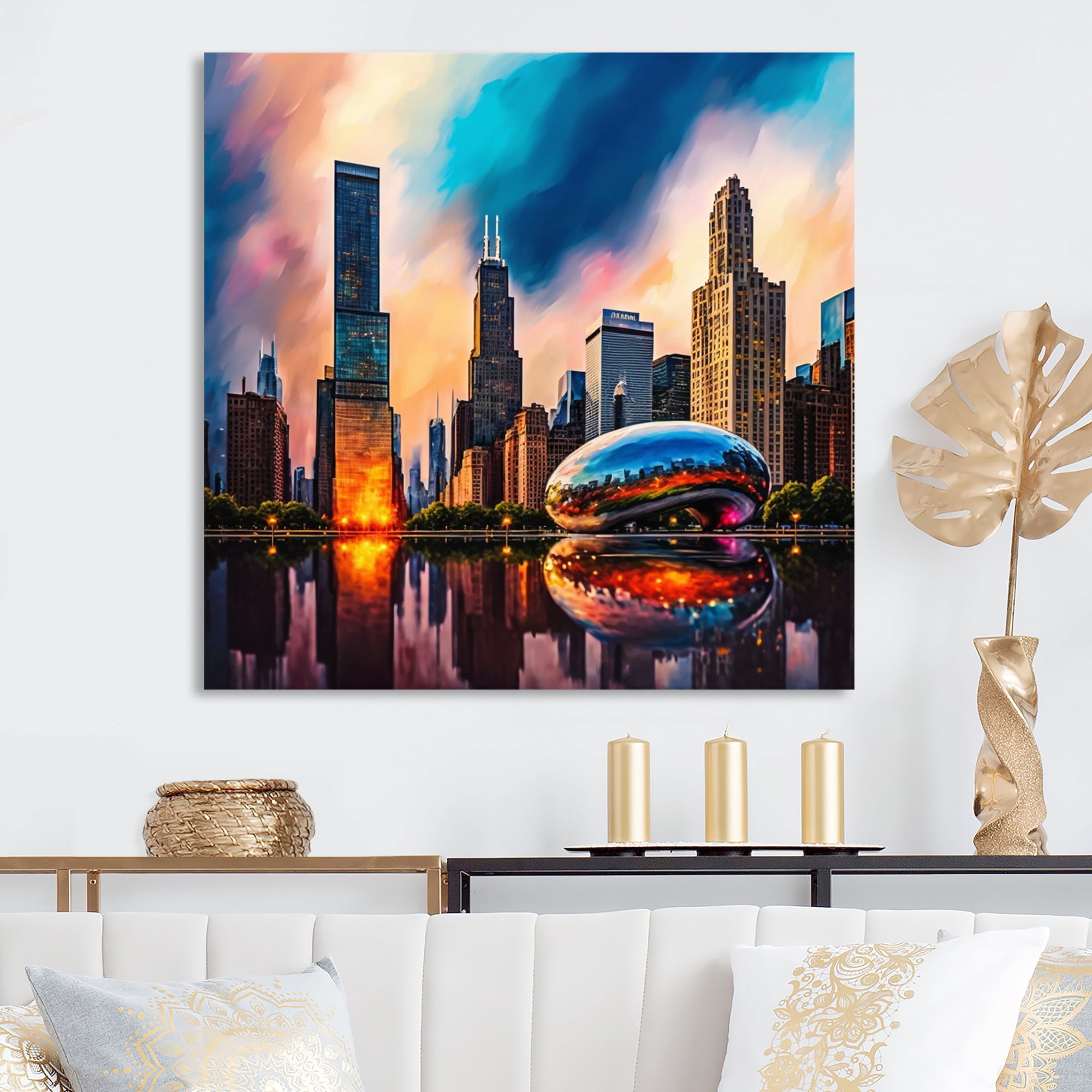 Designart Chicago City Architecture II Canvas Wall Art