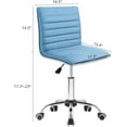 thumbnail image 2 of XiHuaZhaoChen Modern Adjustable Low Back Armless Ribbed Task Chair Office Chair Desk Chair, Vanity Chair Swivel Rolling Leather Computer Chairs Conference Chair (Light Blue), 2 of 7
