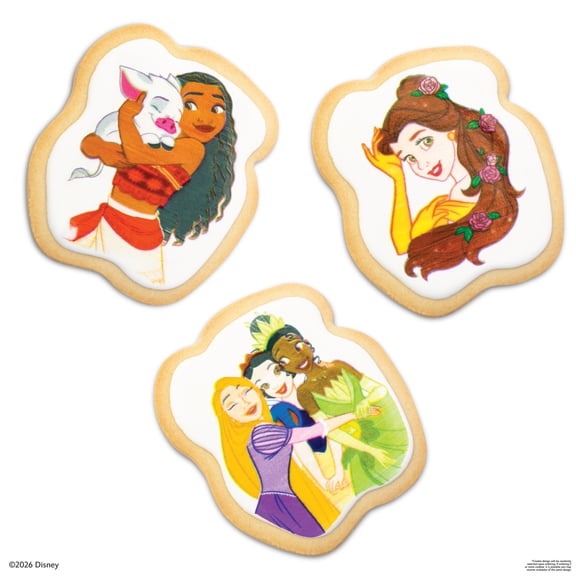 Disney Princess Decorated Sugar Cookie with Vanilla Frosting, 2 oz, Baked, Kosher, Nut-Free