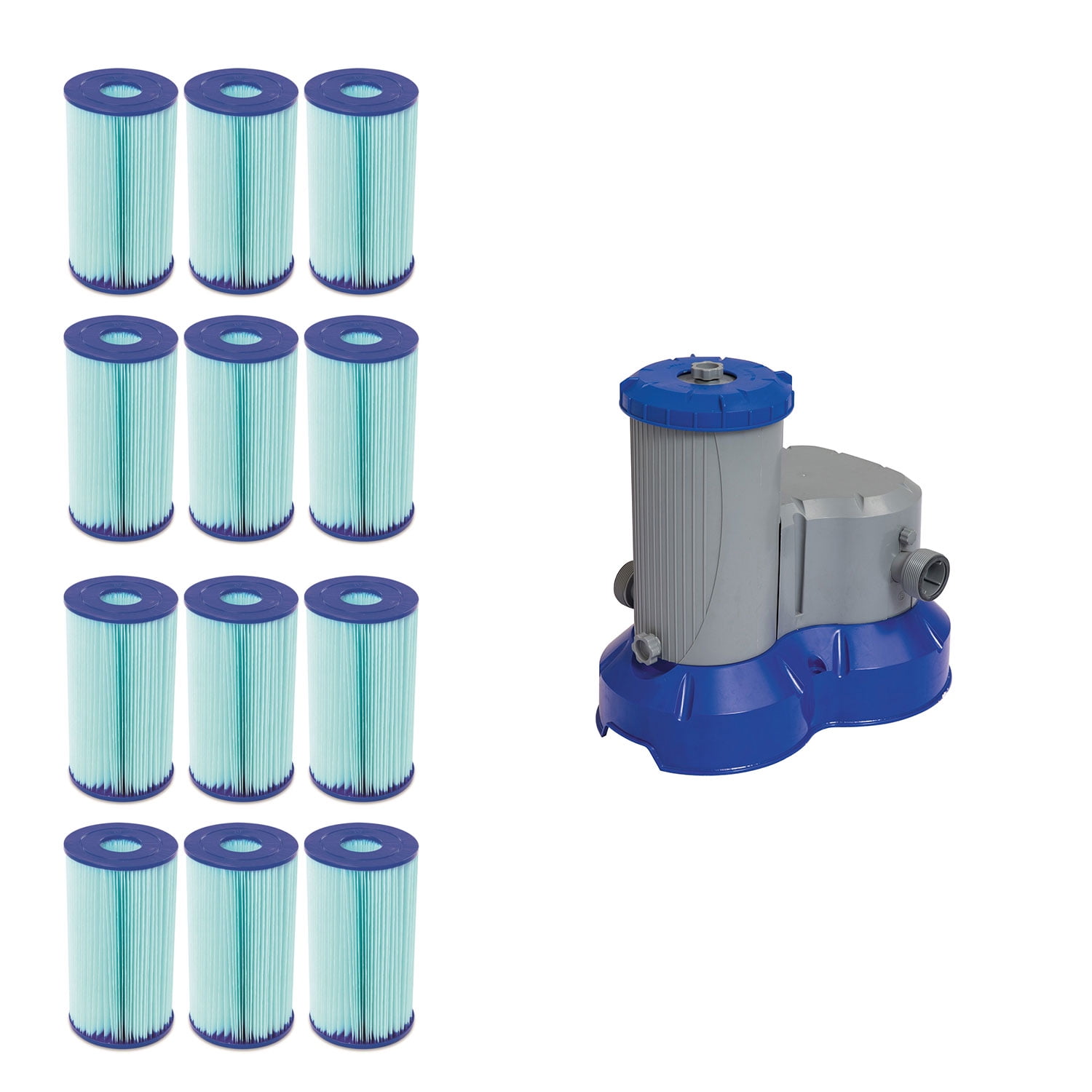 Bestway Type IV/B Pool Filter Cartridge(12 Pack) + Above Ground Pool