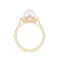 thumbnail image 2 of ANGARA Japanese Akoya Cultured Pearl Ring with Pave Diamond Halo in 14K Yellow Gold for Women | June Birthstone, Birthday, Anniversary, Jewelry Gift for Women | Pearl Ring, 2 of 9