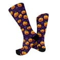 thumbnail image 7 of Halloween Lantern Pumpkin Print Socks, All Over Pumpkin Print Mid Calf Socks, Classic Novelty Socks for Halloween Celebration and Daily Outfit Purple, 7 of 7