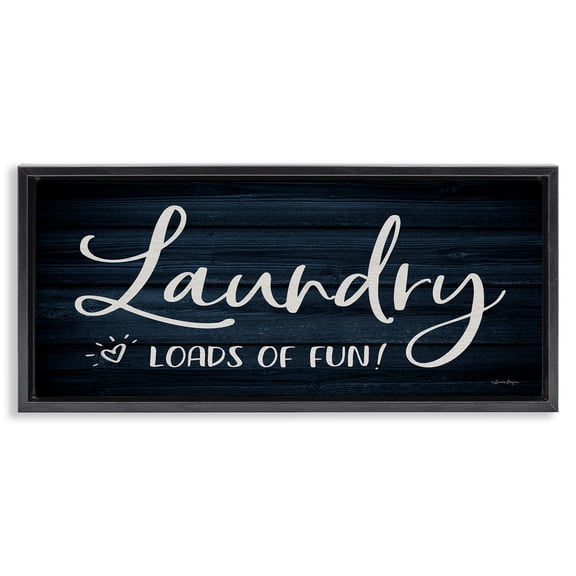 Stupell Industries Loads of Fun Laundry Typography Painting Black Floater Framed Art Print Wall Art, 31 x 14