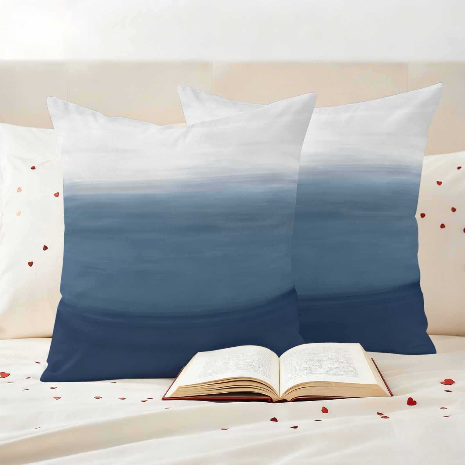 Navy Blue Ombre Outdoor Waterproof Pillow Covers, Modern Abstract Art Texture Decorative Square Throw Pillowcase Sofa Cushion Sham for Patio/Couch/Chair, 26"x26" 2 Pack