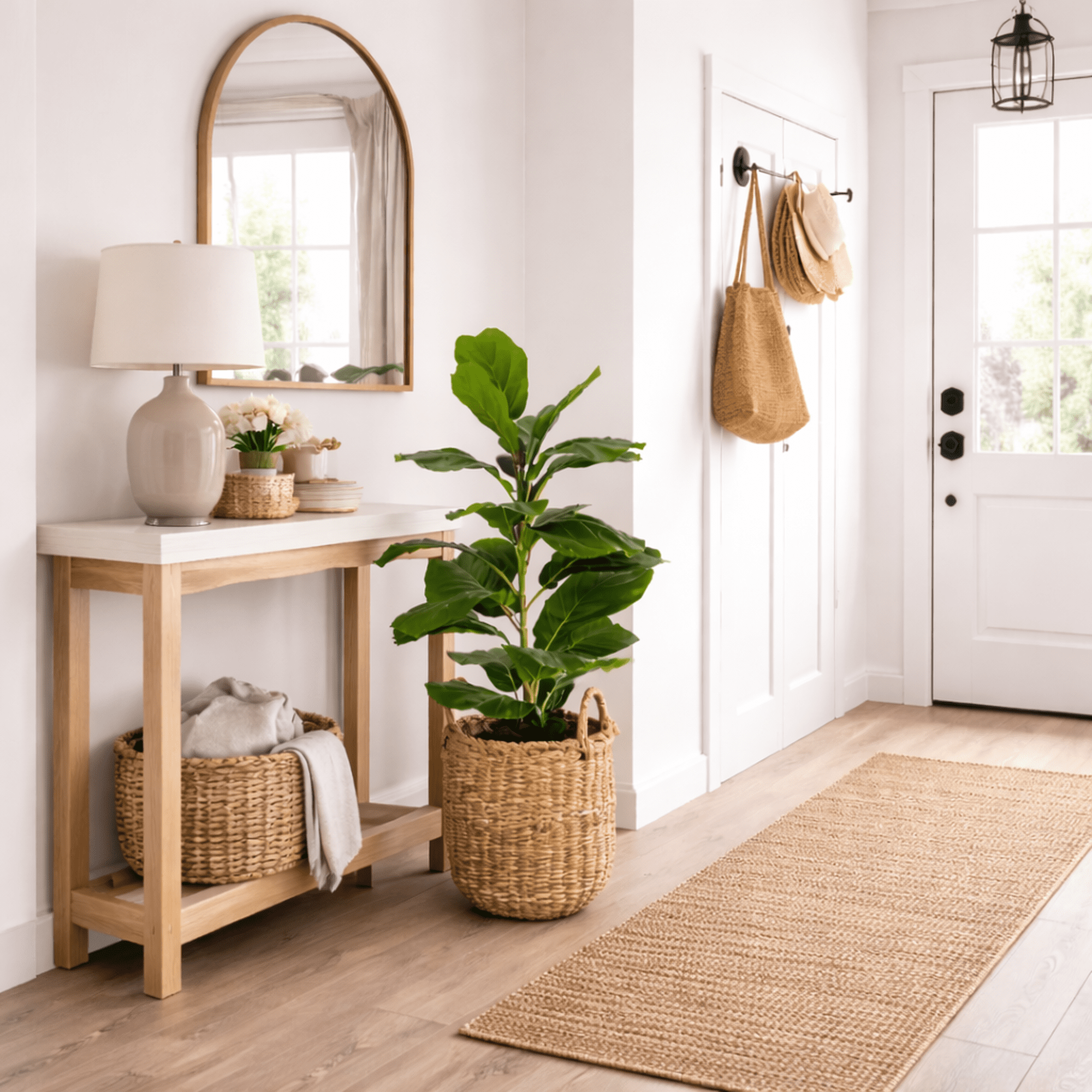 Artificial Plant, 2.5 ft Artificial Fig Plant in Handwoven Basket by LCG Florals, Faux Designer Fake Indoor Plant for Living Room, Office, and Home Décor