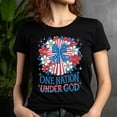 thumbnail image 5 of Faith and Freedom Shirt, USA Cross with Flowers Religious Graphic Tee, Natural, S, 5 of 6