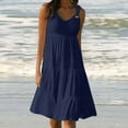 thumbnail image 2 of Sundresses for Women, 2024 Casual V-Neck Sleeveless Cute Petite Mini Dress Loose Fit High Waist Tiered Flowy Boho Sundress Summer Coverup Dress Tank Dresses Vacation/Beach Wear, 2 of 6