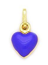 Details about   14k Yellow Gold Purple Rose Enamel Heart Pendant