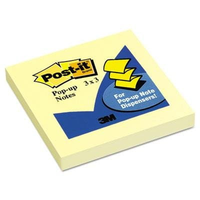 Post-it Dispenser Pop-up Notes, 3 in x 3 in, Canary Yellow, 12 Pads