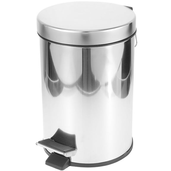Tineasur Silver Stainless Steel Kitchen Trash Can with Foot Pedal for Home