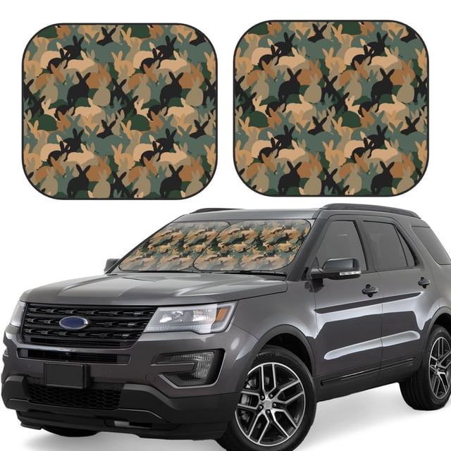 Vsdgher Camouflage Rabbit Print Car Windshield Sun Shade, Reflective Sunshade Window Sunshade Sun Visor Protector Fit for Cars,Trucks,SUVs-Medium