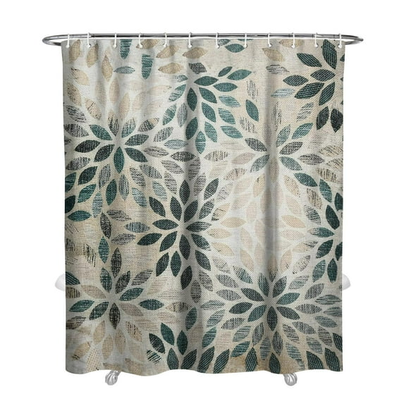 Extra Long Boho Shower Curtain 72x84 Inches - Vintage Floral & Tropical Leaves Pattern, Waterproof Bohemian Bathroom Decor with 12 Hooks, Tribal Rustic Style