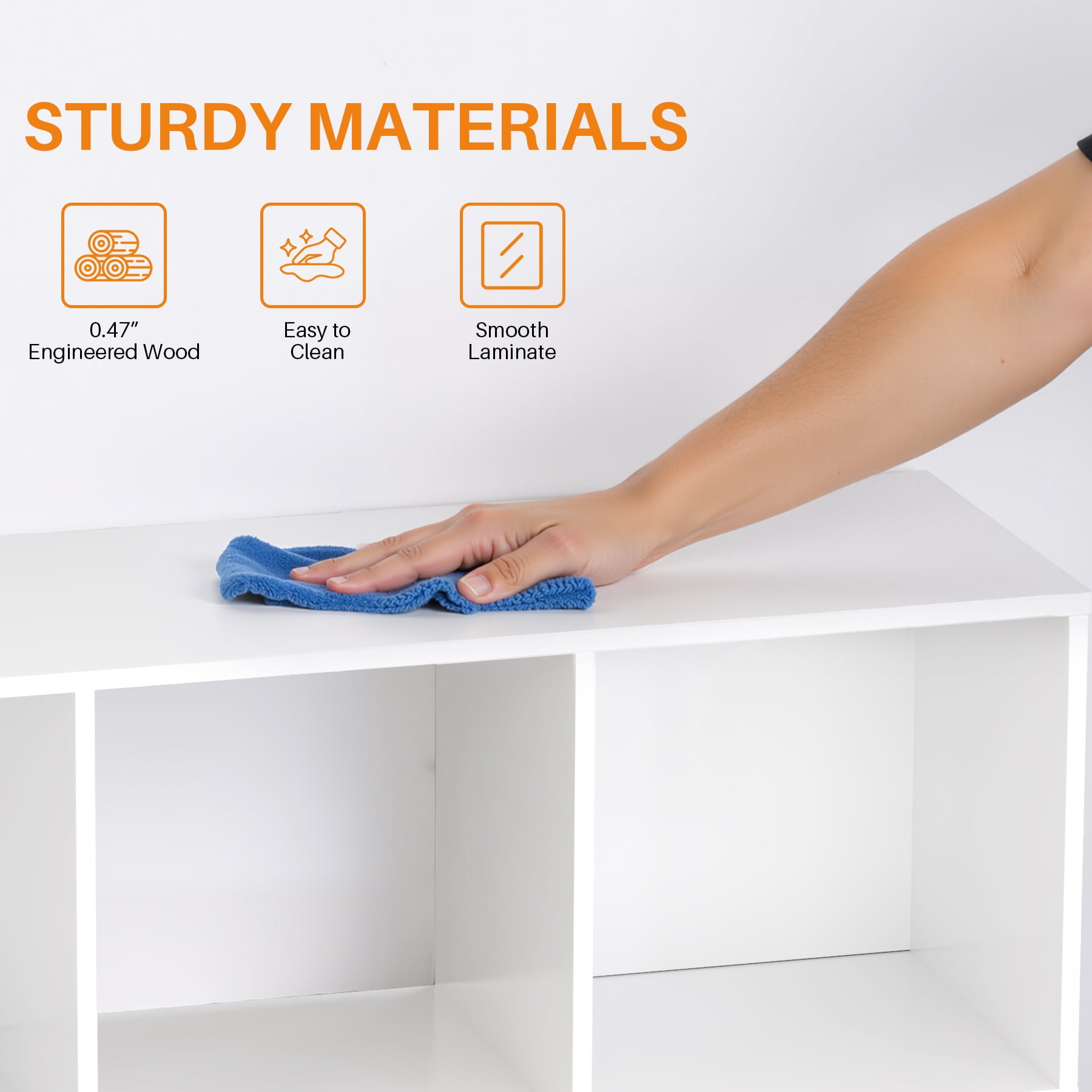 Cube Bookshelf White, 6 Cube Storage Organizer Bookcase, Display Bookcase, TV Stand, for Living Room, Home Office, Bedroom