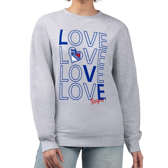 Women's G-III 4Her by Carl Banks  Heather Gray New York Rangers Lots Of Love Team Logo Graphic Pullover Sweatshirt