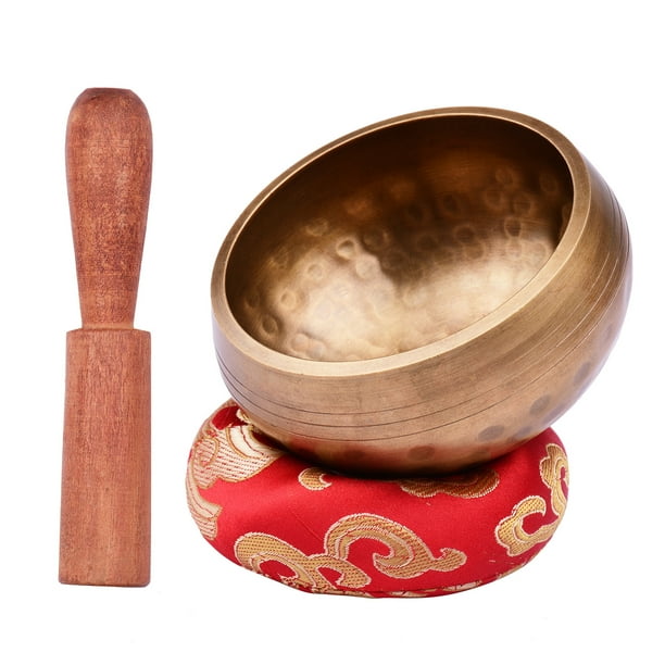 Cuenco cantante Juego de cuencos tibetanos para cantar con cuenco de sonido de metal hecho a mano de 8 cm / 3 pulgadas, cojín suave y percutor de madera para meditación, sonido, curación de chakras, y TOMSHOO Cuenco cantante