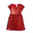 thumbnail image 6 of Sequins Dresses for Girls Short Sleeve 3-8 Years Toddlers Kids Trendy Sparkly Shiny Solid Color Crewneck Birthday Party Dress 2025, 6 of 6