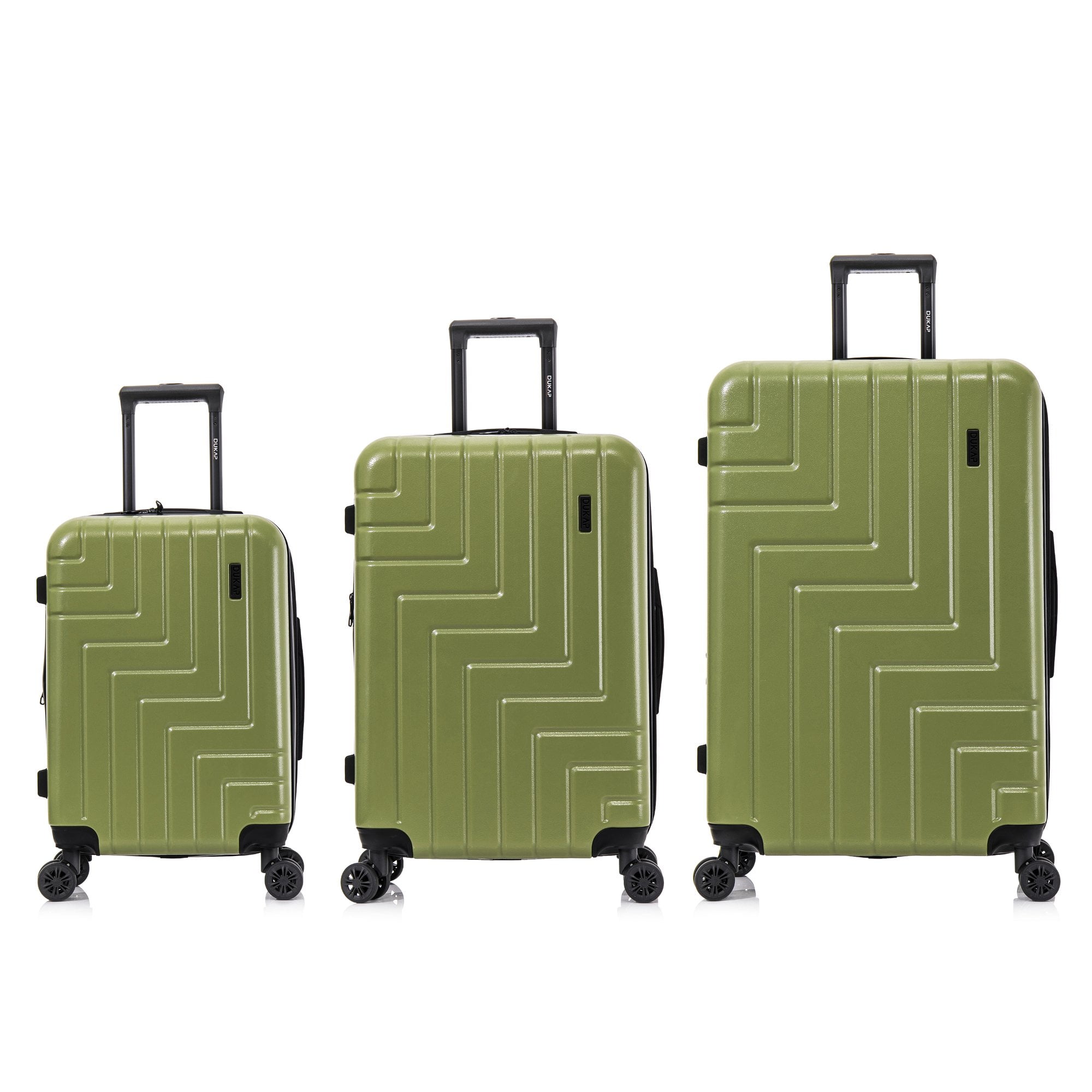DUKAP ZAHAV 3-Piece Hardside Luggage Sets with Spinner Wheels, Handle and Trolley, (20"/24"/28"), Green