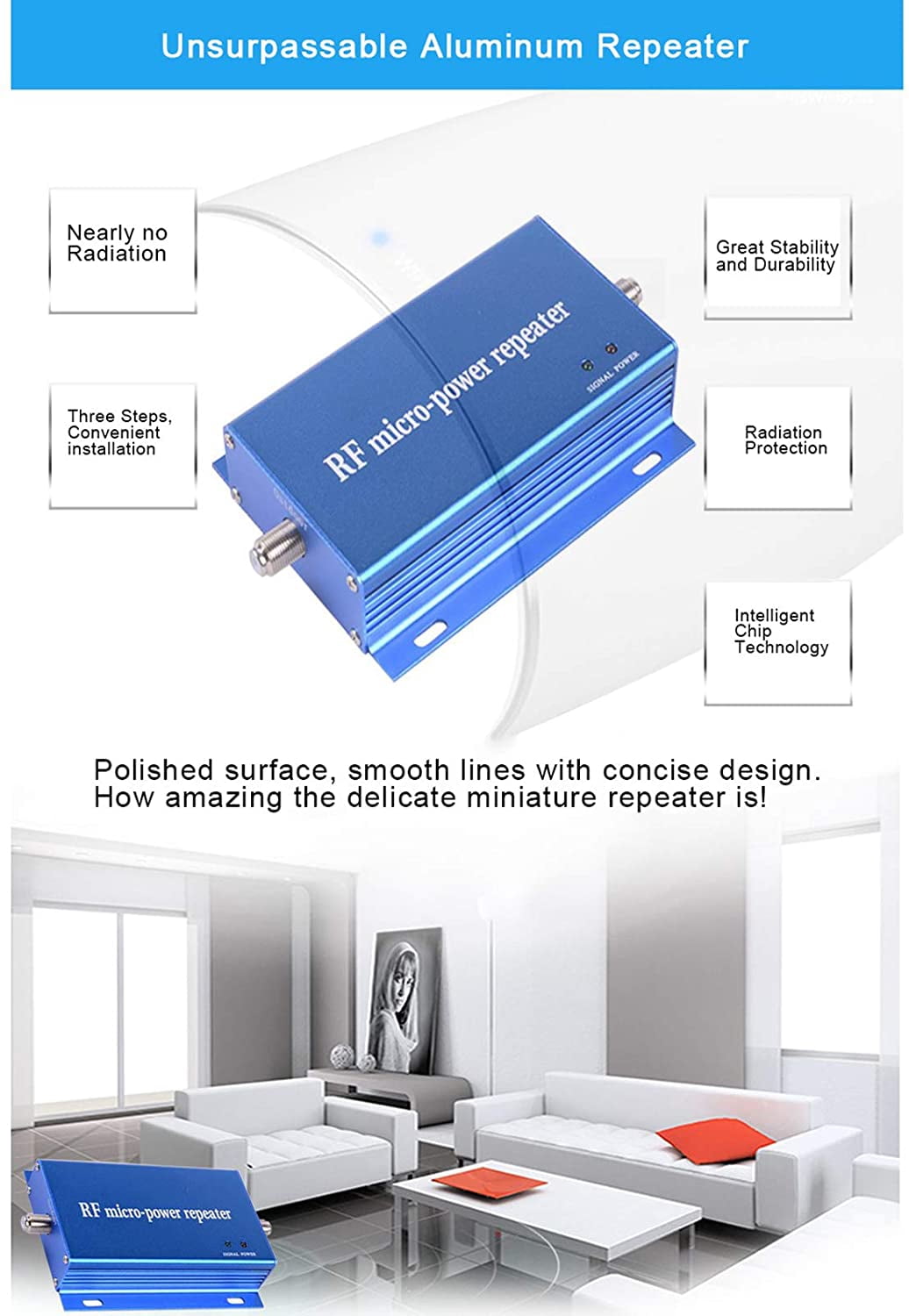 ANQIDI CDMA850MHz Cell Phone Signal Booster Repeater Amplifier Yagi Antenna Kit Receiver