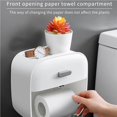 thumbnail image 3 of POINTERTECK Wall Mount Toilet Paper Holder Punch Free Bathroom Tissue Storage Box Roll Paper Storage Container Washroom Drawer Paper Box with Phone Holder, 3 of 9
