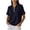 Navy, variant on Otntypg Women's Quarter Zip Short Sleeve Tops Lightweight Casual Waffle Knit Collared Golf Shirts Loose Fit Dressy Textured Pullover Blouse