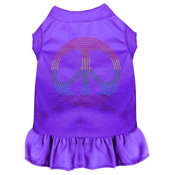 Pet Dog  Cat Dress Rhinestone, "Rainbow Peace"