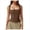 Coffee, variant on Women Square Neck Sleeveless Double Layer Tight Tank Top for Women Shelf Tops for Women Crop