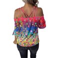 thumbnail image 4 of Mujeres sueltas casual 3/4 manga sin tirantes estampado blusa casual camiseta túnica tops Fridja czfsfas1629, 4 of 7