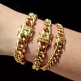 thumbnail image 2 of 8mm-18mm Mens Miami Cuban Link Chain Bracelet Gold Silver Stainless Steel Bangle, 2 of 7