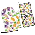 thumbnail image 3 of ZNDUO Oven Mitts and Pot Holders Sets, Watercolor Fruit Abstract Pattern Non-Slip Cooking Oven Mitts, 3 of 8
