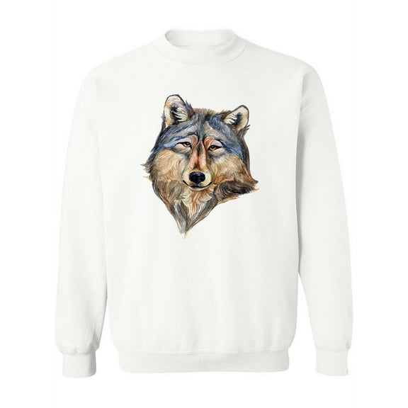 Watercolor Wolf Head. Sweatshirt Women -Image by Shutterstock, Female Large