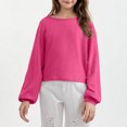 thumbnail image 5 of CHEEREAM Girls Long Sleeve Tee Shirts Spring Summer Trendy Clothes Casual Loose Crewneck Ribbed Blouse Tunic Tops Size 5-13 Years, 5 of 6