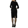 thumbnail image 3 of INSPIRE CHIC Bodycon Bow Ruffle Dress for Women's Business Casual Square Neck 3/4 Sleeve Pencil Dress XS Black, 3 of 5