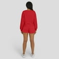 thumbnail image 7 of Women's WEAR by Erin Andrews Scarlet San Francisco 49ers Heavy Rugby Jersey Long Sleeve T-Shirt & Shorts Lounge Set, 7 of 7