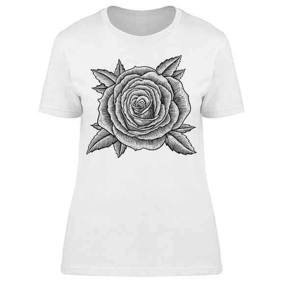 Vintage Engraving Rose Flower   Tee Women's -Image by Shutterstock