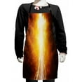 thumbnail image 1 of Landscape Kids Apron, Vivid Thunder in Apocalyptic Sky Judgement Day End of World Themed Artwork, Boys Girls Apron Bib with Adjustable Ties for Cooking Baking Painting, Yellow Brown, by Ambesonne, 1 of 2