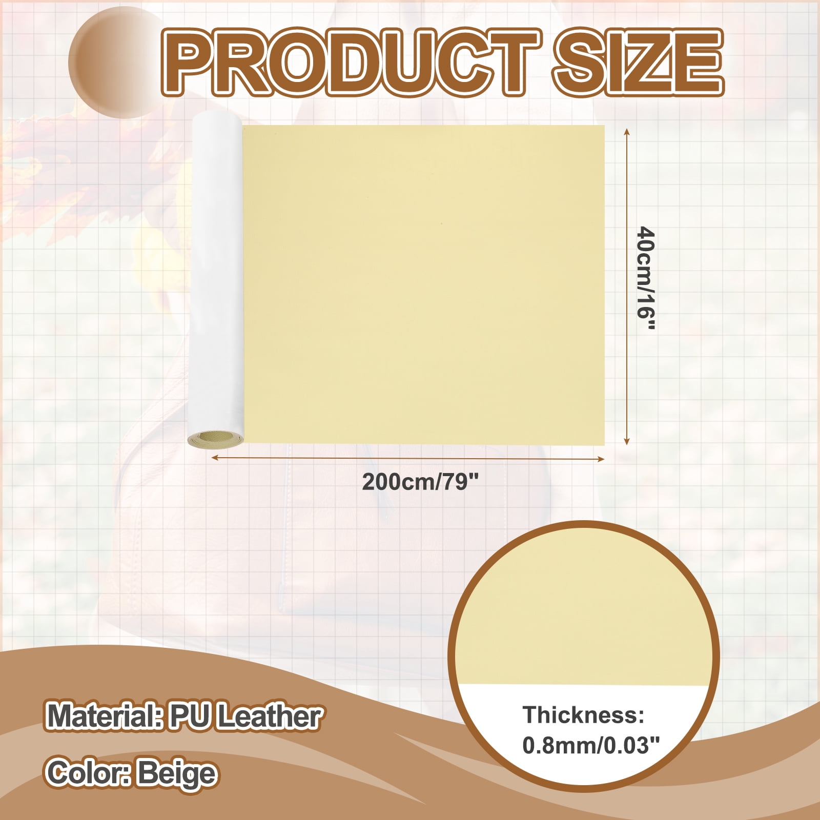 Uxcell Leather Repair Patch 16"x79" Self-Adhesive Leather Vinyl Repair Tape Kit for Furniture Couches Sofa Chair Car Boat Seats Jackets, Beige