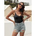 thumbnail image 3 of Amilia Women's Basic Solid V Neck Cami Spaghetti Double Layer Crop Tank Tops Casual Shirts, 3 of 6