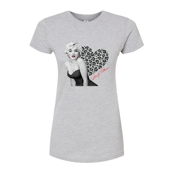 Marilyn Monroe - Pop Culture Icon - Early Years - Leopard Heart - Juniors Fitted Graphic T-Shirt