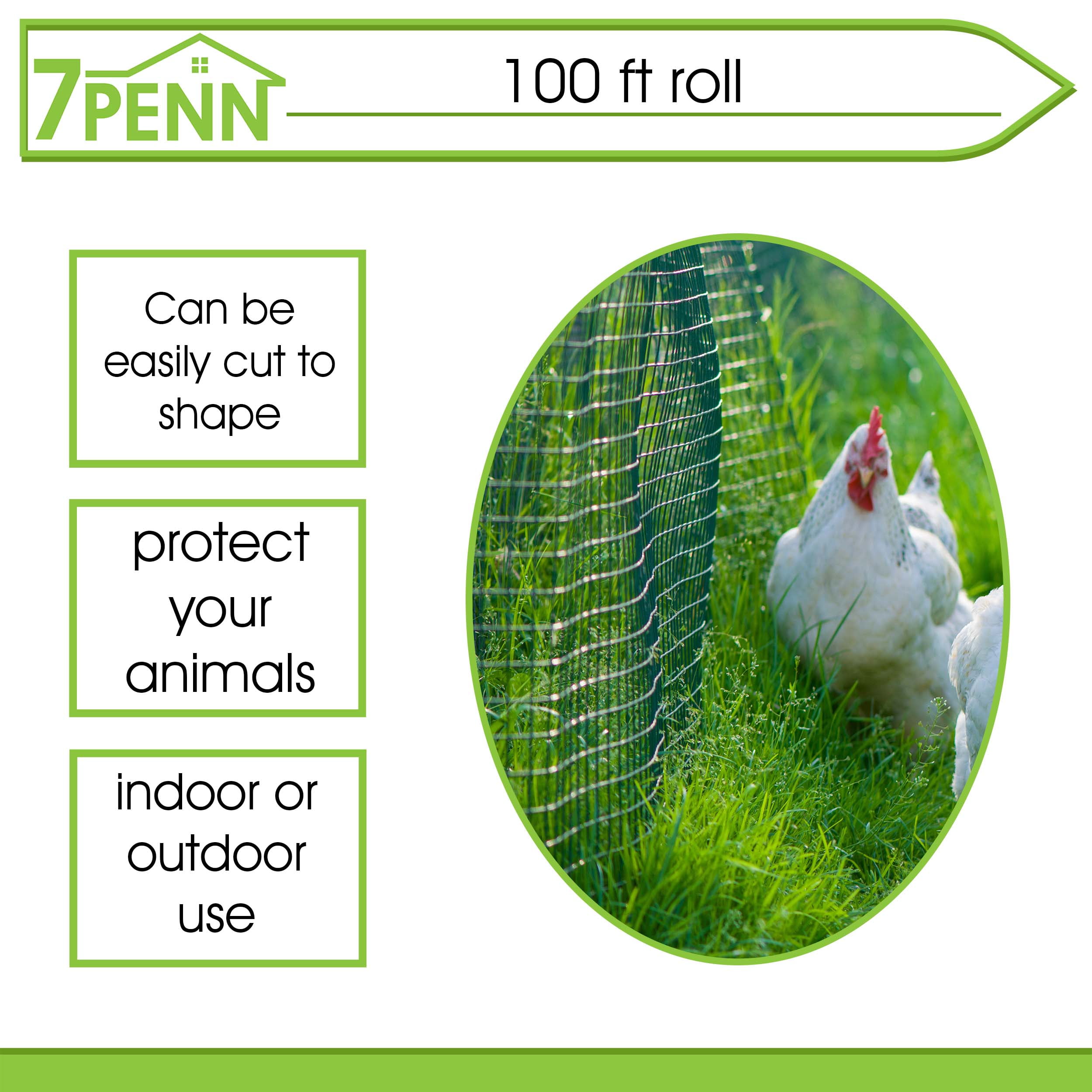 1/2” x 36” x 100’ 7PennSmall Chicken Wire Fencing Wire Mesh Screen Roll 
