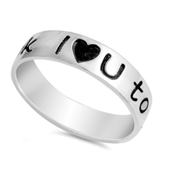 I Love You to the Moon and Back Heart Ring Sterling Silver Band 925 Jewelry Female Male Size 11