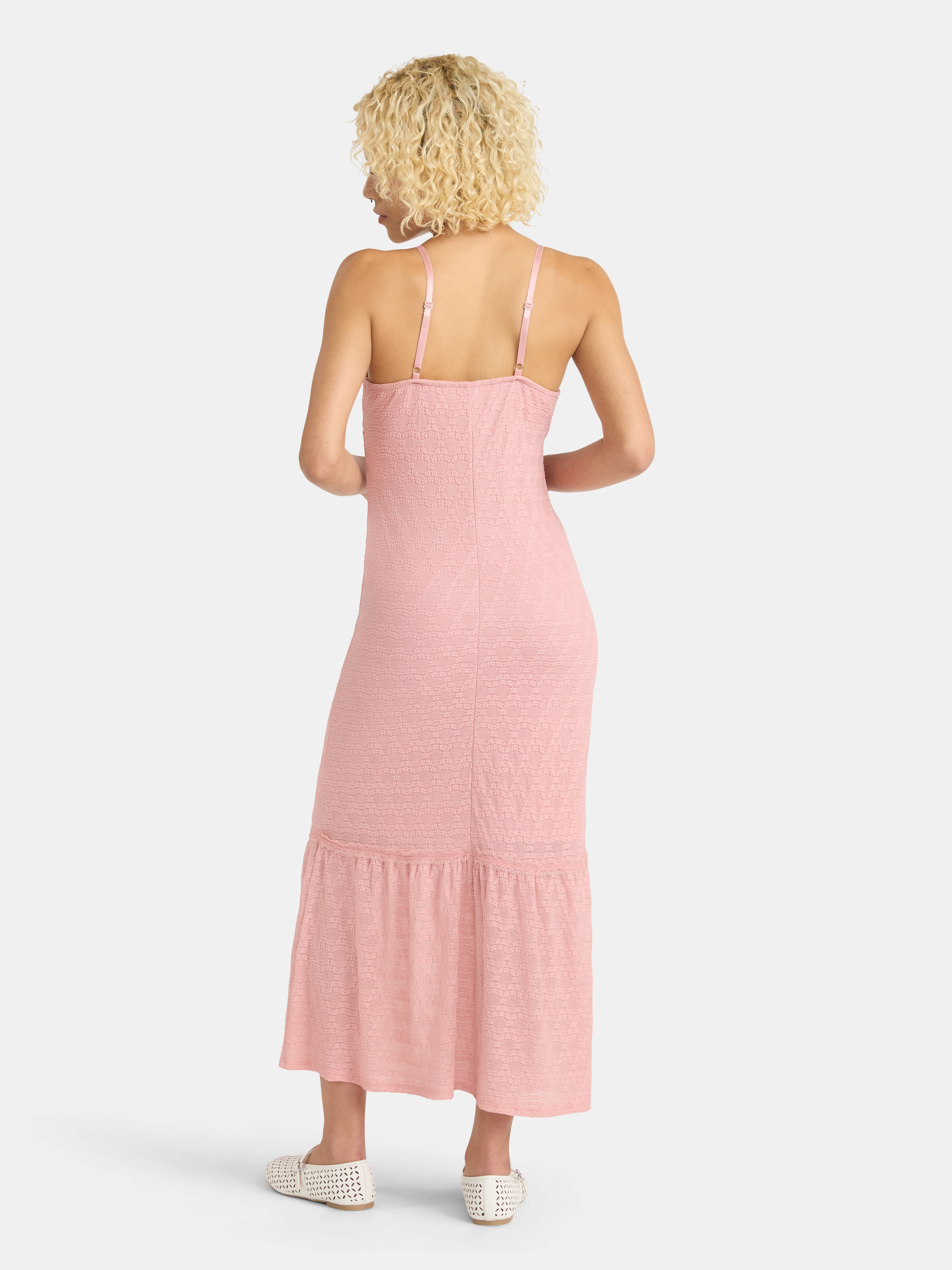 No Boundaries Triangle Maxi Dress with Lace Trim, Women's - Walmart.com