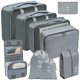 thumbnail image 1 of Travel storage bag set for digital toiletries and cosmetics, including clothing, shoes, and luggage. [Nine-piece toiletry bag set, gray], 1 of 5