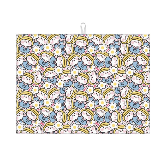 Balery Cute Rabbit Alfombrilla de Secado para Cocina, 18x24 Pulgadas, Súper Absorbente para Platos y Encimeras