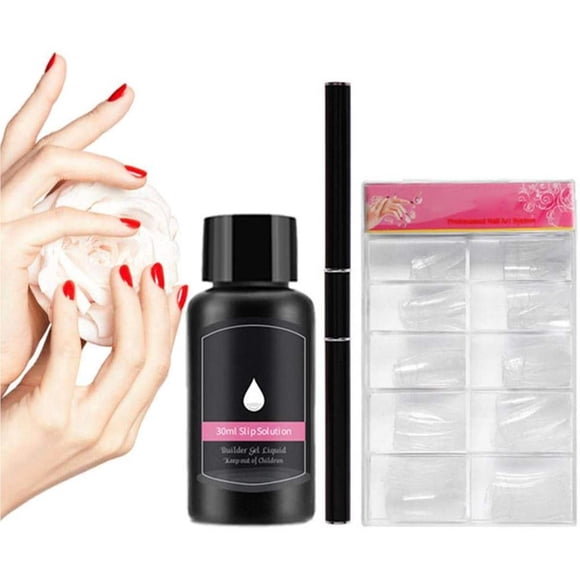 Xingzhi Nail Extension Gel Kit Slip Solution and 100 Nail Tips for Home Salon Use