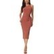 thumbnail image 1 of INSPIRE CHIC Vestido Midi Sin Mangas de Verano para Mujeres con Cuello Redondo, Corte en la Cintura, Abertura Lateral, Vestido de Tanque, Cuerpo Ajustado XL Rojo, 1 of 6