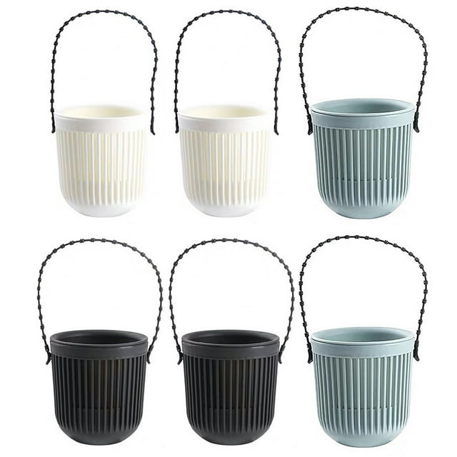 Planters Pots On Wall Or Window Mini With Drainage 6pcs Plastic Flexible Removable Handle For Flowers Plants Urns,Multicolor